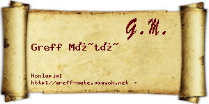 Greff Máté névjegykártya